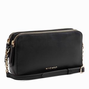 Nine West Penny Double Zip Shoulder Bag - Black - Ireland (UY2893451)